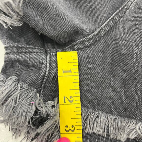 Denim Co Black Cotton High Rise Distressed Frayed 2" Denim Shorts Plus Size 14 - Picture 9 of 9